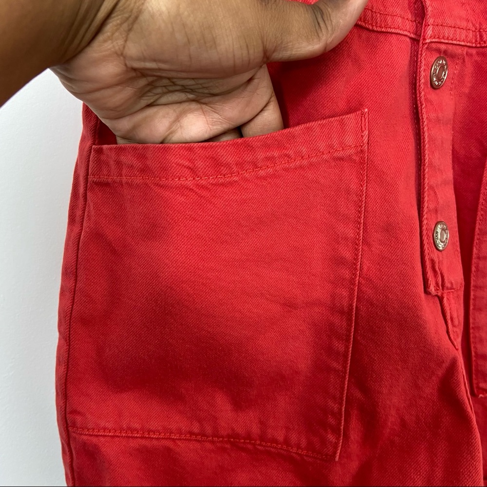 Kids Red Button-Up Overalls - Picture 9 of 12